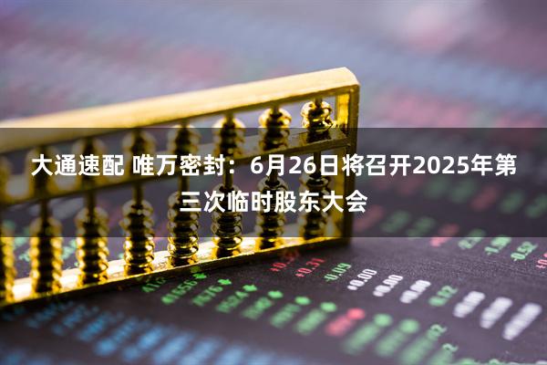 大通速配 唯万密封：6月26日将召开2025年第三次临时股东大会