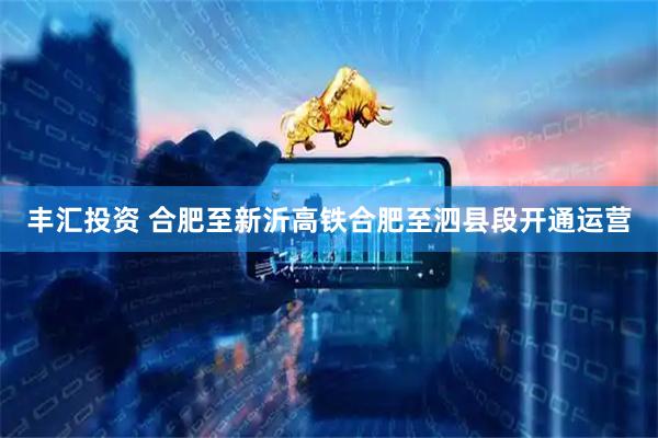丰汇投资 合肥至新沂高铁合肥至泗县段开通运营