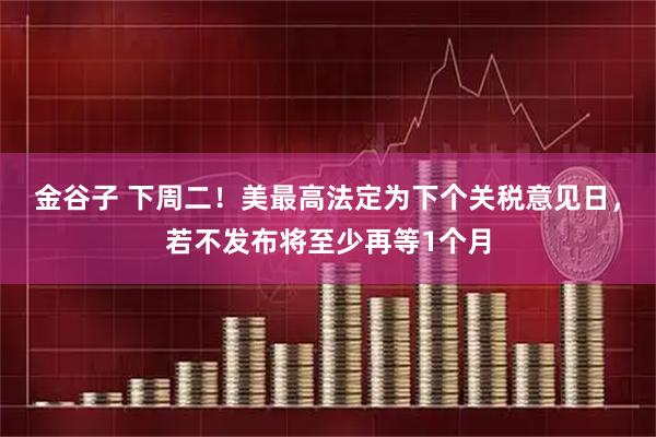 金谷子 下周二！美最高法定为下个关税意见日，若不发布将至少再等1个月